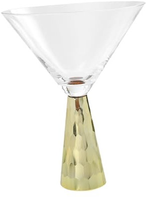 KICHOUSE Verre à Cocktail Polyvalent Doré 300 Ml Verre à Brandy Base Dorée Pour Bar Et Maison Usage Unique