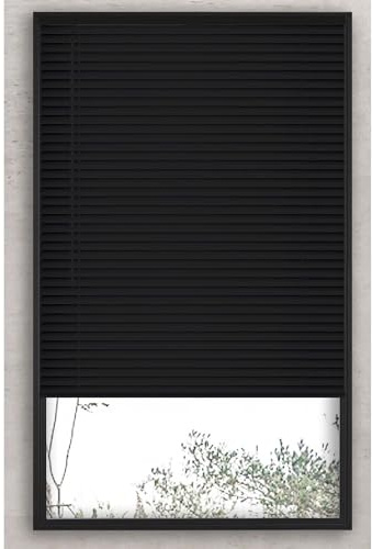 34 Black Cordless Light Filtering Window Blinds, Horizontal Vinyl Mini Blinds/Shades, 1 Slats, Easy Install
