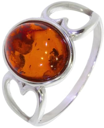Artipol Bague fabr.européenne style français. Argent rhodié Ambre naturelle - modèle 2624-B, taille 48