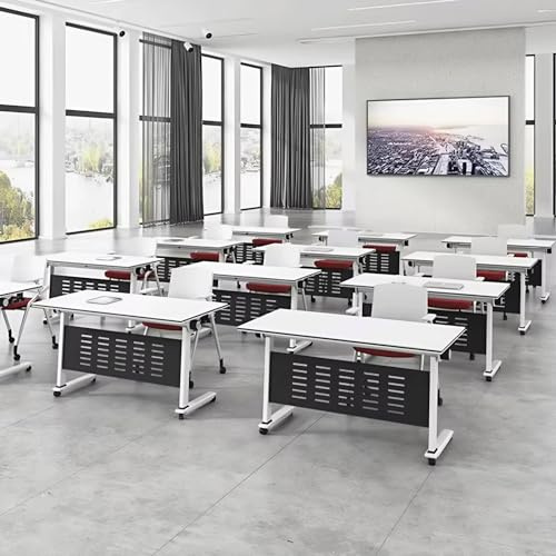 Klappbarer Konferenztisch, mobiler Konferenztisch mit Klappplatte, Besprechungstisch für Büro, Schulungsraum und Seminarraum mit Rollen, geeignet für Homeoffice und Klassenzimmer
