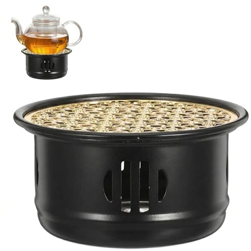 Stövchen aus Edelstahl mit Teelichthalter, Teewärmer & Kaffeewärmer für alle Kannen, Ø 12,3 cm Tee Stövchen, Teestövchen, zum Erhitzen von Teekannen Geeignet und Kaffeekannen (Schwarz)