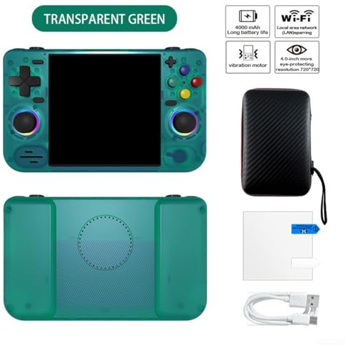 HomeVortex RF40H Handheld Retro Gaming Console With 4-Inch HD IPS OCA Full Lamination Screen And 18000+ Preinstalled Game Library(Green)
