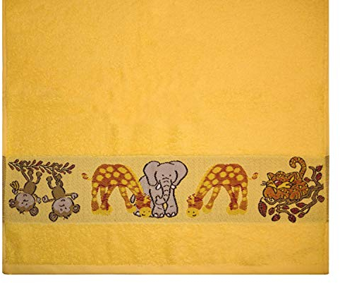 Kinderhandtuch Ökotex100 50 x 100 cm Baumwolle Gelb Tiere