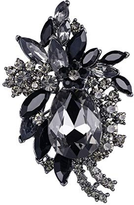 EVER FAITH Strass Kristall Party Vintage Style Blume Teardrop Brosche