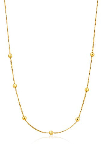 ANIA HAIE Sterling Silver Delicate Modern Simplistic Layering Metal Ball Bead Necklace for Women, Gold Plated