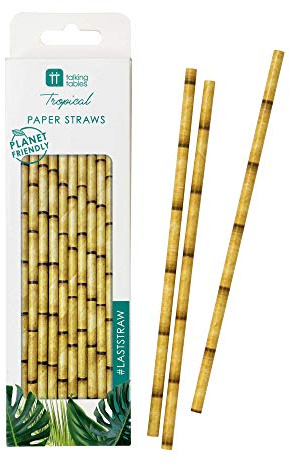 Talking Tables Bamboo Themed Paper Straws, Tropical Party Supplies Birthday Decorations Fiesta Biodegradable Eco-Friendly Pack of 30,
