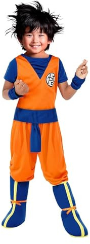 Funidelia Costume Ufficiale di Goku - Dragon Ball per bambino, Pantaloni, maglietta, polsiere, cintura e copristivali, Taglia 5-6 anni - Completo per bambini per feste, Carnevale e Halloween