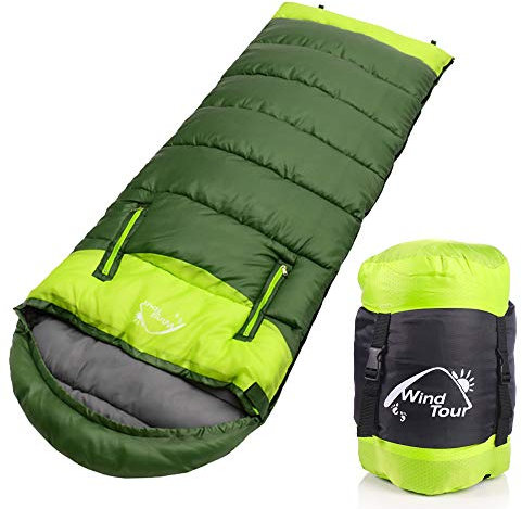 Schlafsack Deckenschlafsack Umschlagschlafsack -10°C bis 20°C,Atmungsaktiv Spleißbarer Schlafsack Ultraleicht für Mittagspause Camping Wandern Bergsteigen (Reißverschluss link, Armeegrün)