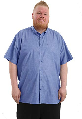 Brooklyn Mens Big Size Oxford Shirts Casual Short Sleeve Button Down Shirt King Size Fit (Oxford Blue, 6XL)