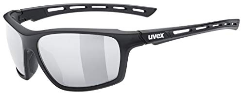 uvex sportstyle 229 - Sportbrille für Damen und Herren - starker Schutz vor Sonnenstrahlung - druckfreier Sitz & perfekter Halt - black matt/silver - one size