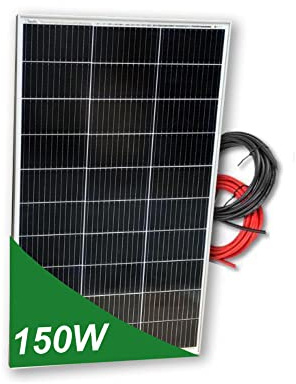 Panel solar 150W monocristalino 12V tecnología PERC alta eficiencia con cable de 5 metros