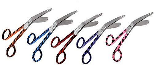 Stainless Steel Multi Colored 5.5'' Student Nursing Utility First Aid Lister Bandage Scissors (Blue)