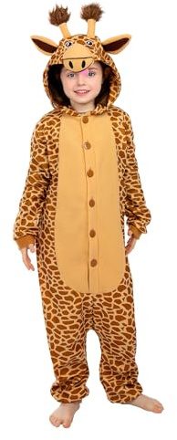 Funidelia | Kigurumi Giraff Maskeraddräkt för flicka och pockje Djur, Öken - Maskeraddräkt för barn och roliga tillbehör för fester, karneval och Halloween - Storlek 107-113 cm - Brun