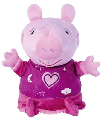 Simba 109261016 - Peppa Pig Gute Nacht Plüsch, 2in1 mit Schlaflied und Schlummerlicht, automatische Zeitabschaltung, 25cm, für Kinder ab den ersten Lebensmonaten