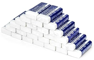 QWORK® 40er Set 2B Radiergummi, Weich Kunststoff Radierer für den Universellen Einsatz im Schulen und Büros, Skizzen, Gemälden, Bildenden Künsten