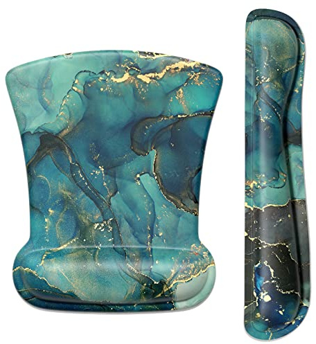 ITNRSIIET Tapis de souris ergonomique antidérapant en mousse à mémoire de forme pour clavier - Soulage la douleur - Parfait pour ordinateur portable ou bureau - Encre abstraite Tempera
