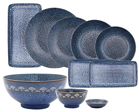 Servizio da tavolaServizio da tavola,Servizio da tavola in ceramica,Servizio da tavola in porcellana retrò in stile giapponese da 27 pezzi