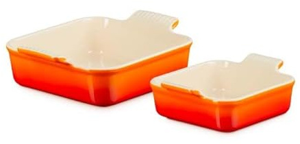 Le Creuset Stoneware Set Of 2 Heritage Square Dishes Volcanic
