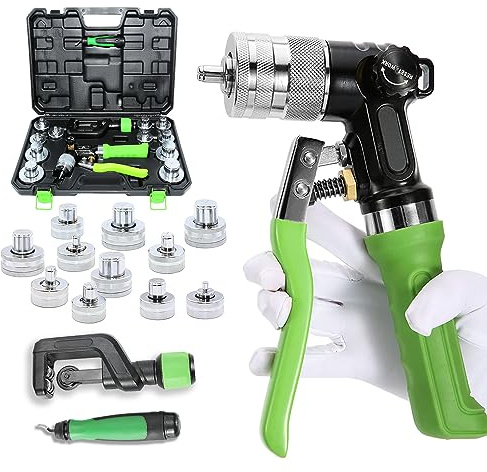 HYQNG Hydraulic Tube Expander HVAC Swaging Tool Kit, 3/8 to 1-5/8 Inches Copper Pipe Expander Tubing Expander with Pipe Cutter, Deburring Tool for Max 2mm Thickness Copper Pipe