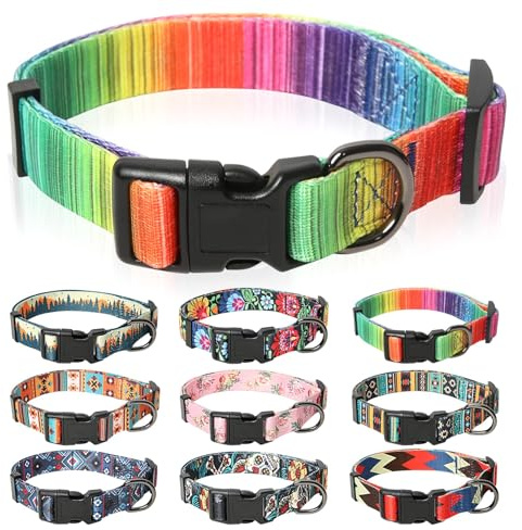 HEELE Hundehalsband, Hunde Halsband für Welpen Kleine Mittlere Große Hunde, Gemustertes Hundehalsbänder Verstellbares, Komfort, Robustem HundeHalsband, Regenbogen, XS | Gemustertes Hundehalsbänder Verstellbares, Komfort, Robustem Hunde Halsband