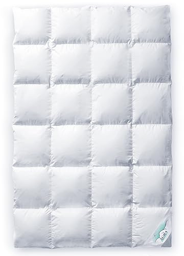 Aura®Luxury Warm Winterdecke 155x200 cm | Comfort 70% Neue ungarische Gänsedaunen Klasse I | Oeko-TEX 100 allergikergeeignet | pflegeleicht 100% Baumwolle