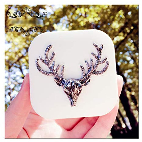 Lens Storage Cases， Contact Lens Cases,Mini Box Container, Lovely Women Handmade Contact Lens Box Travel Kit With Mirror Square Black/White Christmas Deer Contact Lens Case Cute Animals (Color : Black