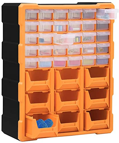 Homgoday Mobile Contenitore con 39 Cassetti 38x16x47 cm, Modulare Cassettiera Porta Viti, Cassetti Scaffale Divisori Organizzatore per Viti, Scaffale per Giocattoli per Cameretta, Soggiorno