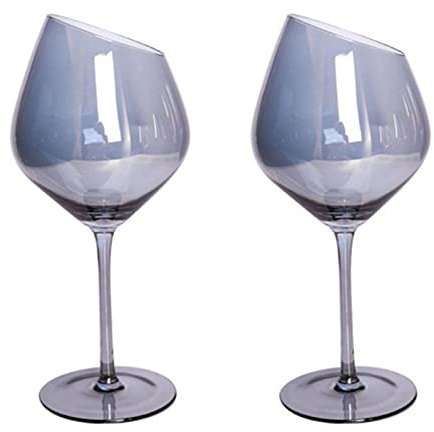 CASNO Schräg geschnittenes Rotwein-Champagnerglas, Zuhause, bunt, bernsteinfarben, rauchig, für graue Gläser, Restaurant, Bar, für kreative Kelche