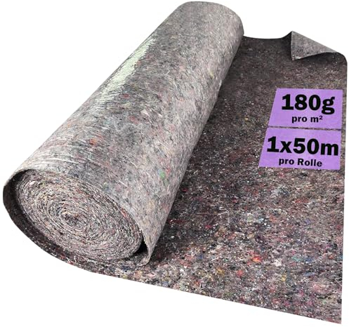 SUBTLETY Malervlies 50m Rolle 180g/m² Maler Abdeckvlies Anti-Rutsch mit Wassedichte Kunststofffolie Abdeckung & Schutz für Boden 1m Breite Tropftücher Malerflies für Tapezieren Heimwerker