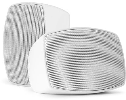 Power Dynamics PD BHW30WH Altavoces de pared de 3, línea de 8 ohmios, altavoces de pared para interior/exterior resistentes a la intemperie en blanco, altavoz de línea de 100 V altavoz de instalación