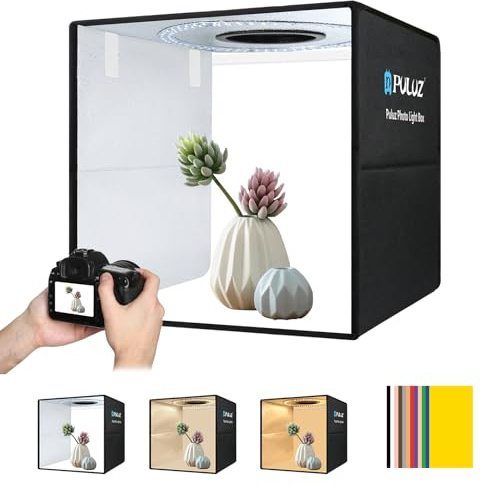 40cm Photo Studio Light Box PULUZ Shooting Tent Box Portable Lighting Box Foldable Photography Booth with Dimmable Ring LED Lights 6 Backdrops