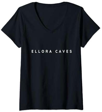 Mujer Souvenirs de Ellora Cavers/Fuente moderna para turistas de Ellora Caves Camiseta Cuello V