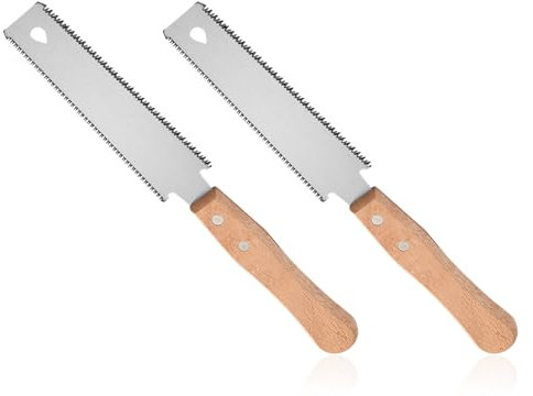 2Pcs Small Japanese Hand Saw, Pull Saw for Fine Wood Cutting, Flexible Flush Cutter, Beech Handle, Trimming & Pruning Tool for Garden & Household