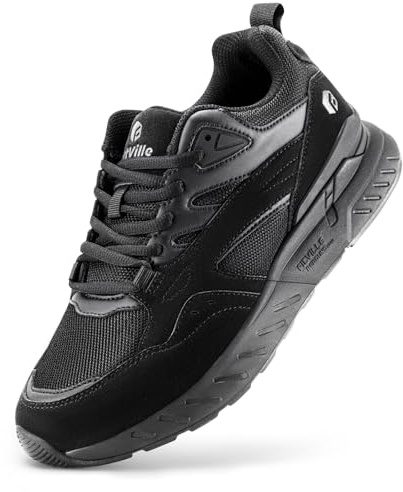 FitVille Scarpe da Ginnastica Donna Larghezza Ampia, Comode per Camminata e Jogging - Leggere Scarpe Sportive Fitness per Piedi Larghi 38 EU Larga Nero