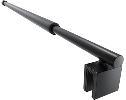 SVNR 70-120 cm Duschwand Halterung, Stabilisierungsstange Dusche für Glasdicke 6-10 mm, Edelstahl-Haltestange, Stabilisator für Duschwände und Begehbare Duschen, Mattschwarz, Runde Form