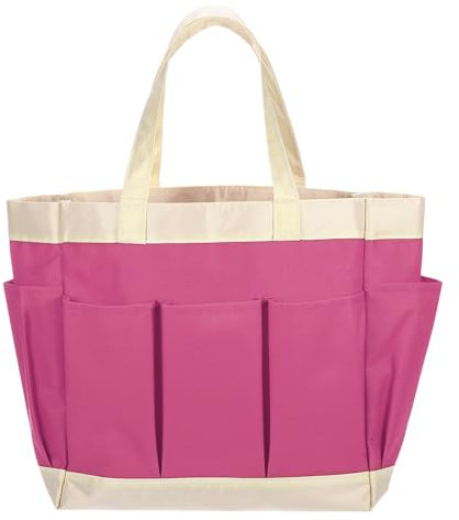QUARKZMAN Sac à Outils de Jardin 11,22 x 5,12 x 11,02 Grand Sac en Oxford avec Poches Sac Fourre-Tout de Jardinage Organisateur d'Outils de Jardinage de Stockage, Rouge Rose