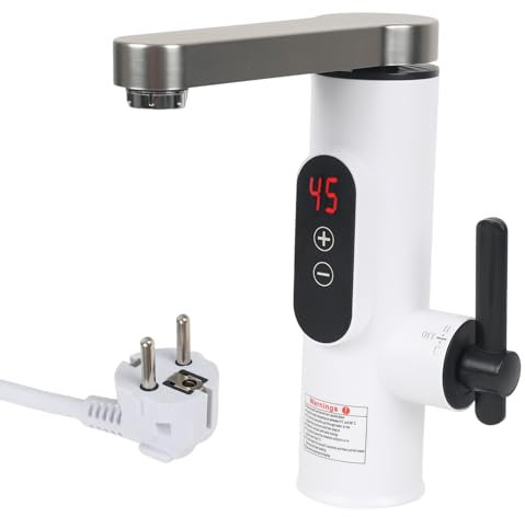 Elektrisch Wasserhahn mit Durchlauferhitzer,CEIEVER Elektrische Heizung Wasserhahn Einstellbare Temperatur 30-55℃ Wasserhahn Küche 230V Elektrischer Wasserhahn Edelstahl für Küche