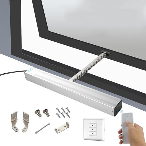 SNBGRYE 2V Automatischer FensteröFfner, Elektrischer Ketten-FensteröFfner-Antrieb, 300-1000mm Hub, Mit Wandschalter + Fernbedienung, Max. 400N, Dachfenster,700mm
