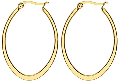 LÖB Creolen Edelstahl 750er Gold Vergoldet Oval