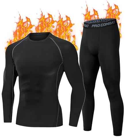 YESWEL Maglia Termica Uomo L, Set Intimo Termico Uomo in Felpa Interna, Biancheria Termica Nero per Calcio Sci Ciclismo Escursionismo Grigio
