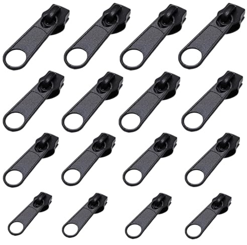 Alluring Reißverschluss Schieber Ersatz, Metall Reißverschluss Reparaturset, Abnehmbarer Zipper Pull Fixer für Kleidung, Tasche, Gepäck (Schwarz)
