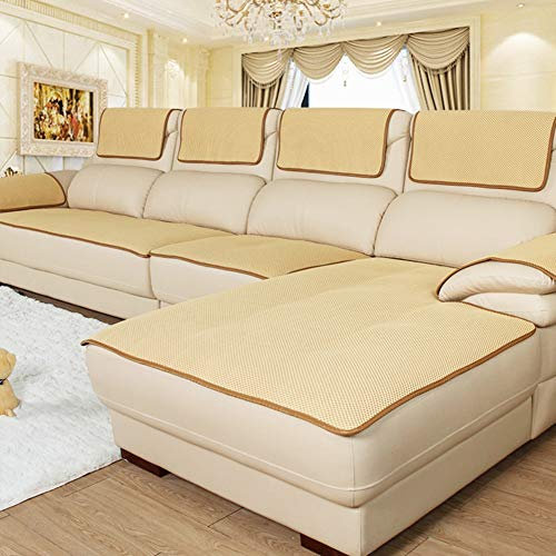 Rutschfester Sofaschoner mit Sofa-Armbezügen, mehrere Größen, Schnittschoner für Ledersofa, cremefarben, 50 x 150 cm