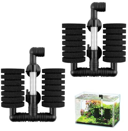 Ovtai 2 Stück Schwammfilter Aquarium, Luftheber Filter Aquarium Aquarium, Schwammfilter, Aquariumfilter, Garnelen Filter, Luftheber Aquarium für Biologische und Mechanische Filterung