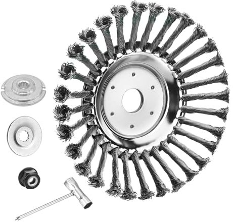 10 Inch Unbreakable Wired Trimmer Blade, Steel Wire Cutter Trimmer Head, Wire Rotary Brush Weed Trimmer Head, Weed Eater Head with Adapter Kit for Moss Grass Rust Removal, Gardening Lawnmower