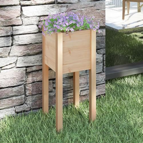 JHQHSM Fioriera da Giardino, Cassetta per piante Vaso da giardino Vasi per piante Fioriere da esterno Rialzato da giardino Adatto per Cortile Patio Giardino 31x31x70 cm in Legno Massello di Pino