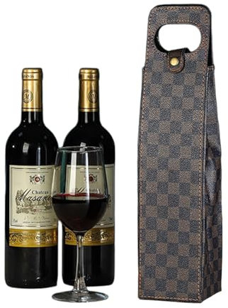 Geschenktüten Geburtstag aus Kunstleder, Geschenktüte, Flaschenträger, Wiederverwendbar Flaschentasche, Wein Geschenk Tüte, Tragetasche, Geschenkkarton für Wein Prosecco, Champagner