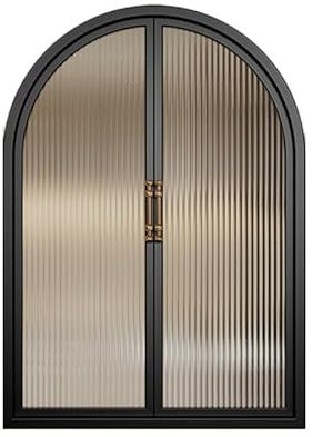 XLIHAWY Fenêtre Maison, Vitre Porte D'entrée Ventilée Remplacement Fenêtres Remise À Toit Arqué, Montage Encastré Fenêtres À Ventilation Manuelle avec Verre Trempé(Zwart,70x100cm)