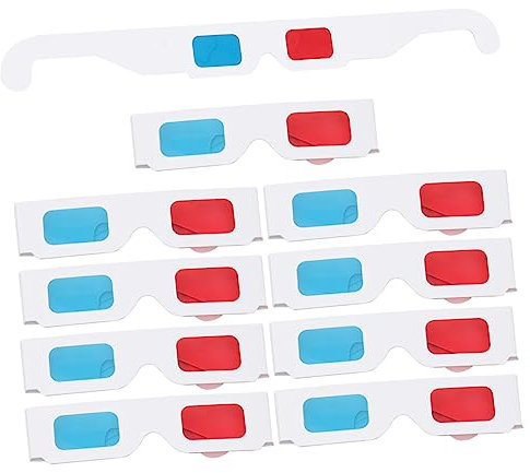 TINEASUR 10 Stück 3D-Brillen Aus Papier Rot Blau Leicht Tragbare 3D-filmbrillen Für Zuhause Und Partys Praktische 3D-sehbrillen Als Geschenk