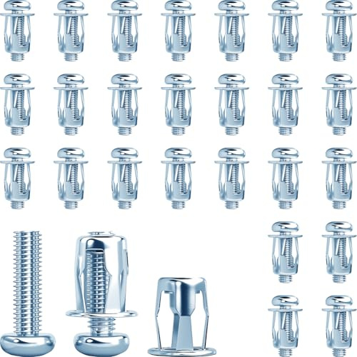 Jyvex 25 piezas de tuercas de carraca, anclajes metálicos para cavidad M6x25, tuercas de expansión en pétalo, tacos de metal para espacios huecos, tacos de yeso en metal, tacos para espacios huecos de