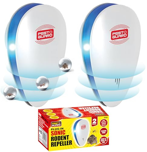 PEST Ultrasonic Repeller - Pack of 2 Indoor Plug-in Powerful Electronic Mouse Repellent - Harmless to Pets and Human Control for mice, rats, cockroaches, spiders, and mosquitoes